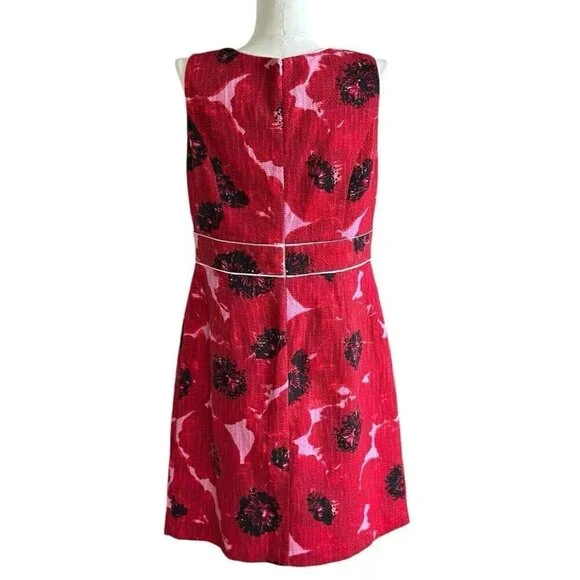 Ann Taylor Red Round Neck Sleeveless Lined Dress w/Zipper Closure - Picture 3 of 11
